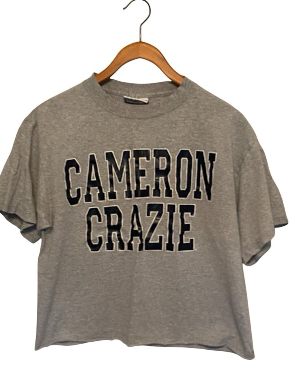 Duke Blue Devils Cameron Crazie T-Shirt Women's M Gray Crop Tee NCAA Basketball